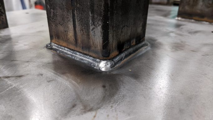 Mild steel box section welded to plate